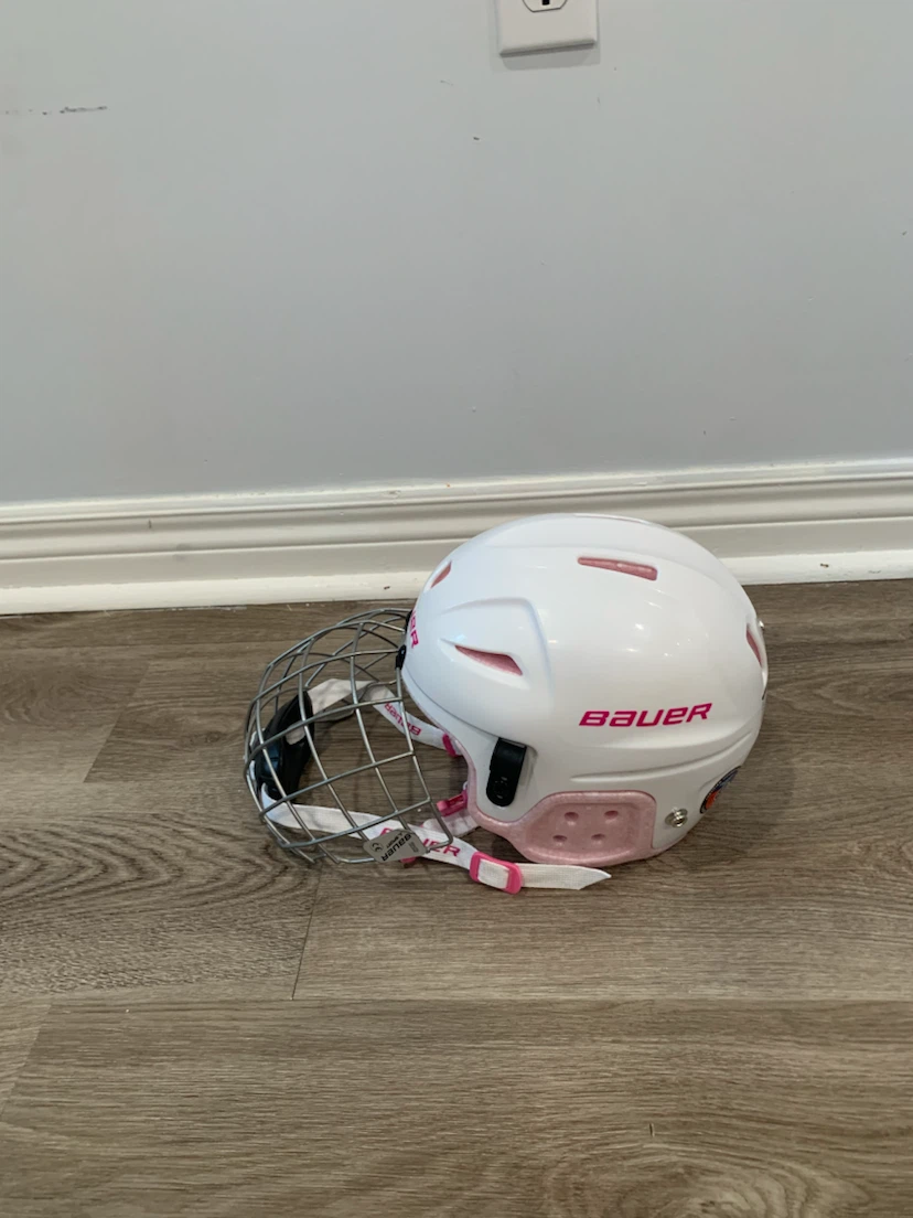 Bauer Youth Hockey Helmet with Cage - White/Pink - photo 2