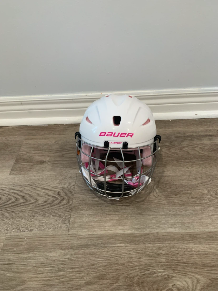 Bauer Youth Hockey Helmet with Cage - White/Pink - photo 3