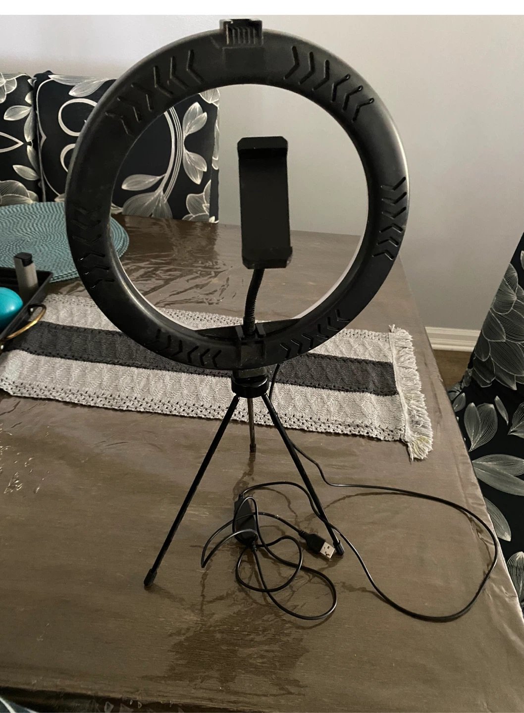 Black Ring Light with Tripod and Phone Mount