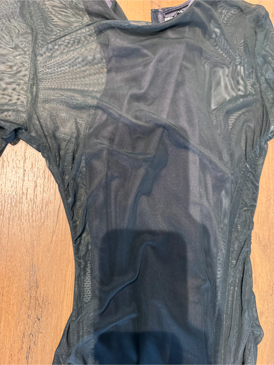 ZARA Mesh Ruched Long Sleeve Dress - photo 2