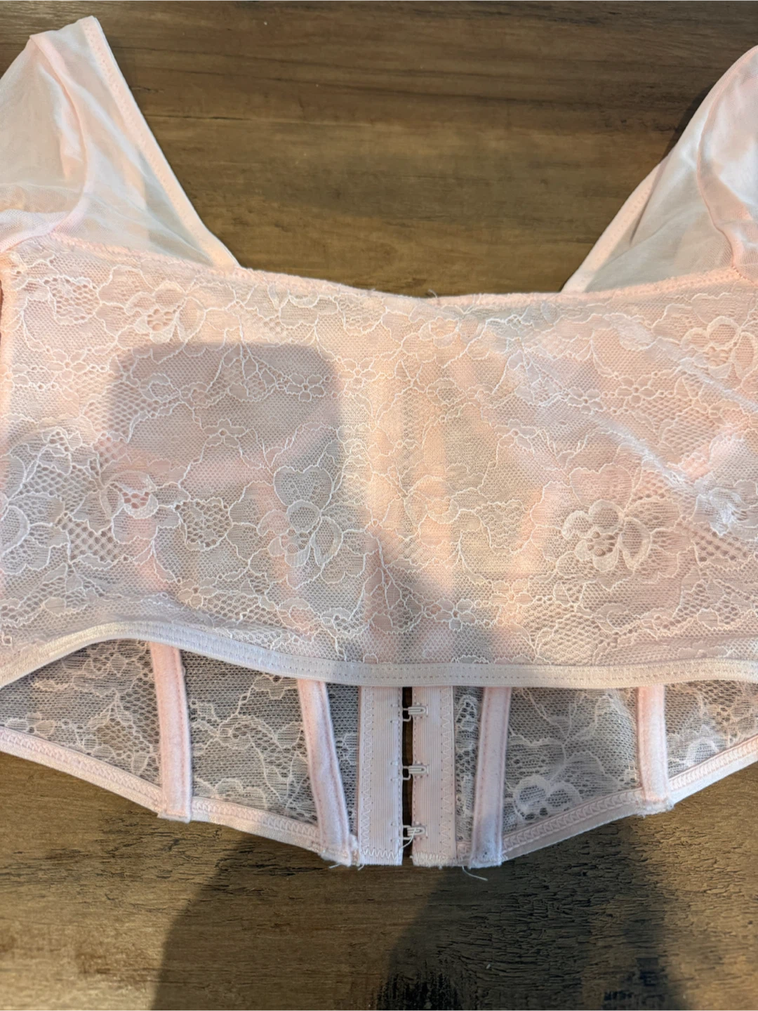 Pink Lace Corset Top with Sheer Sleeves - photo 3