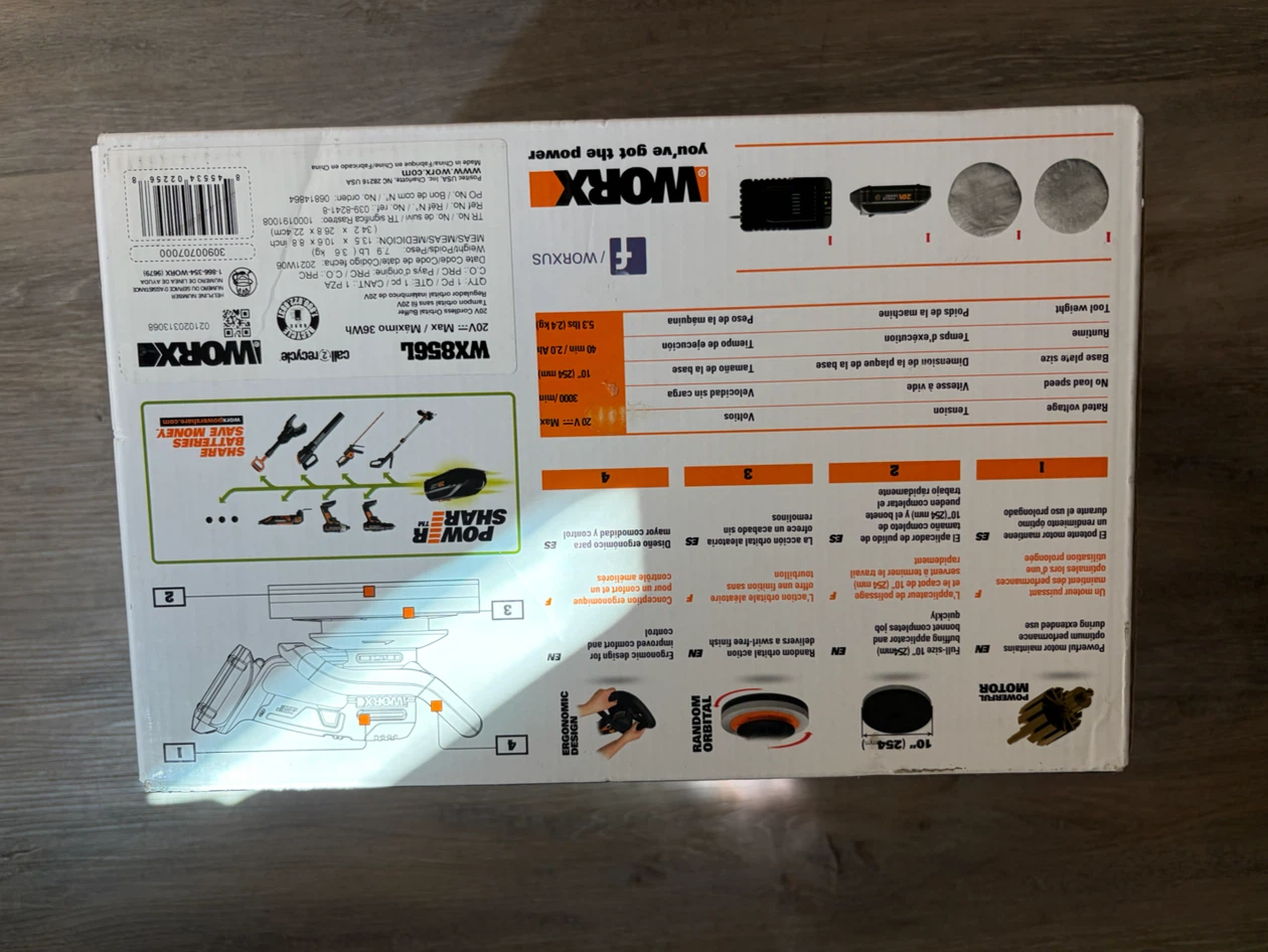 WORX 20V Cordless Orbital Buffer 10" - WX856L - photo 2
