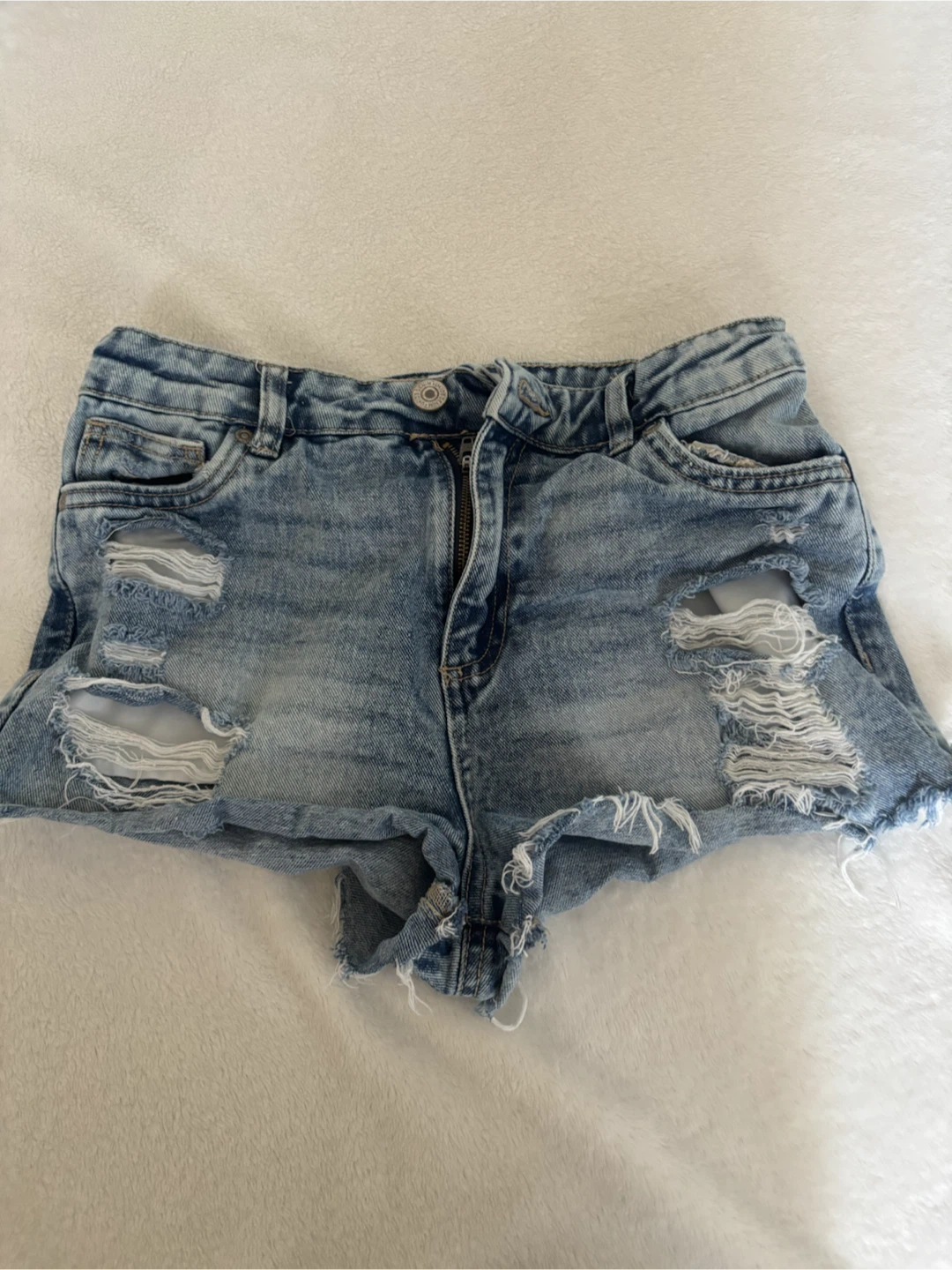 Distressed Denim Cut-off Shorts