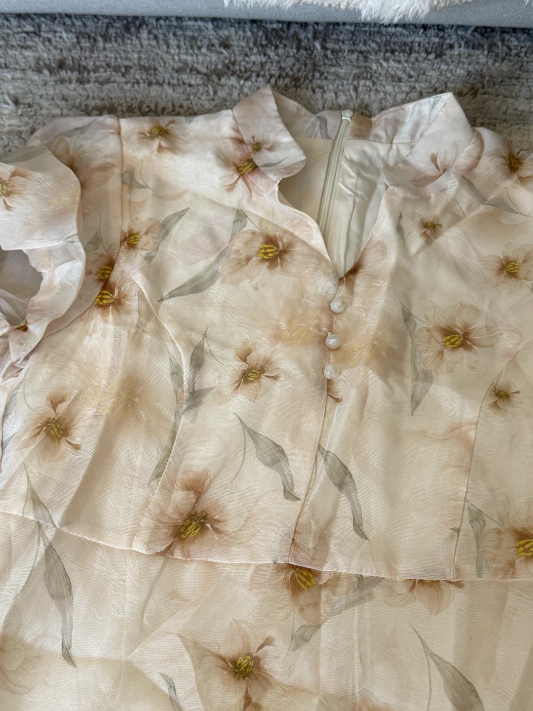Cream Floral Summer Mini Dress Size S - photo 3