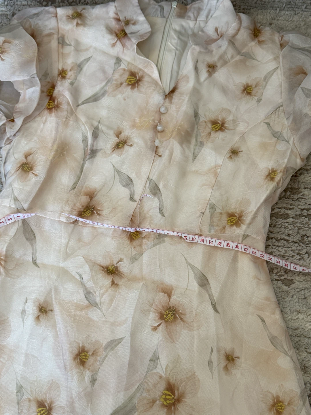 Cream Floral Summer Mini Dress Size S - photo 4