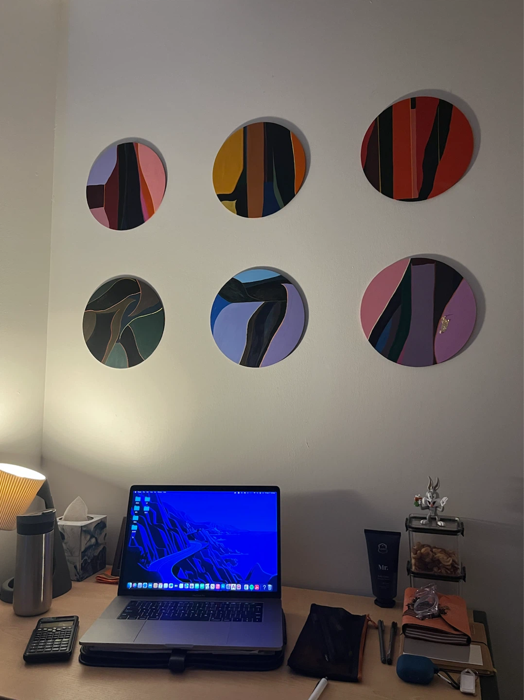 Set of 6 Abstract Round Wall Art Pieces