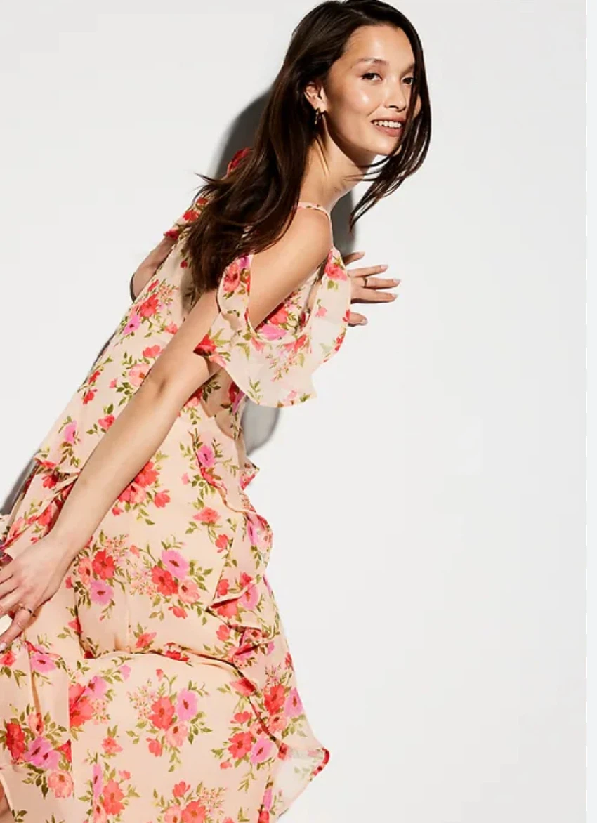 Floral Ruffle off Shoulder Maxi Dress Old Navy