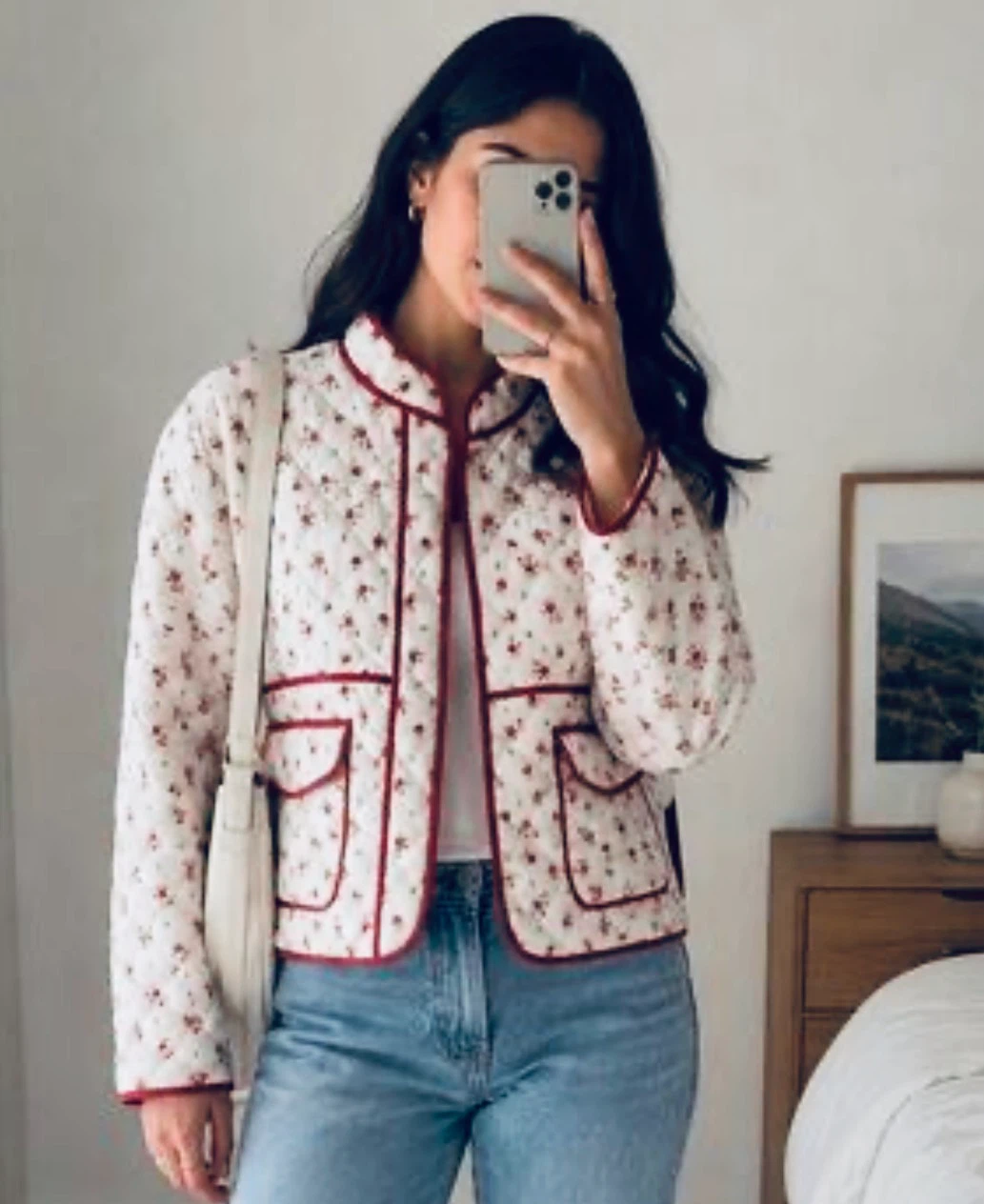 7 For All Mankind Quilted Floral Jacket L
