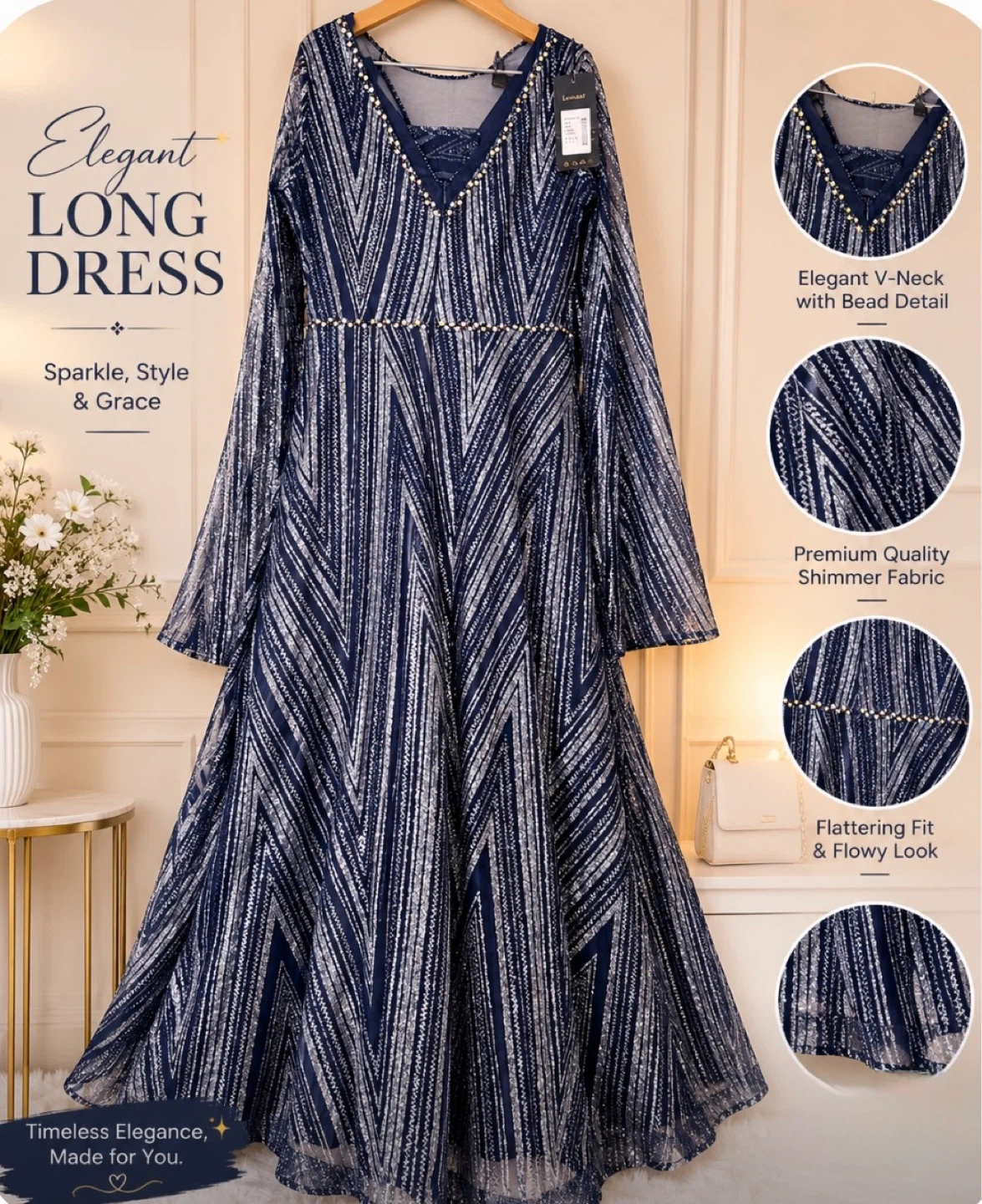 LEONESSA Maxi Dress Navy Blue Size 46 - photo 3
