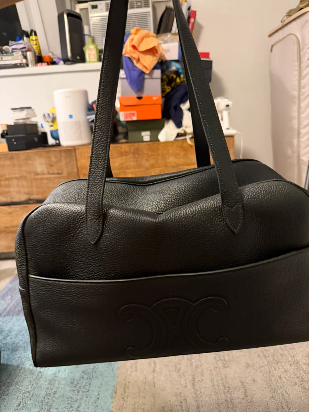 Celine Dark Green Leather Tote Bag - photo 2