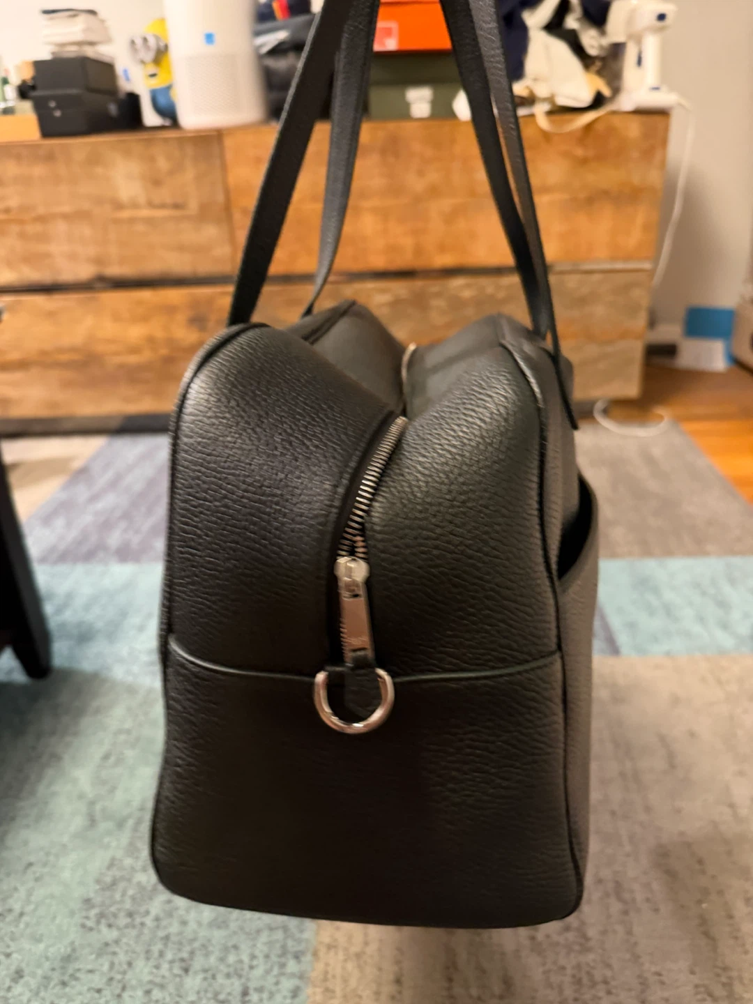 Celine Dark Green Leather Tote Bag - photo 5