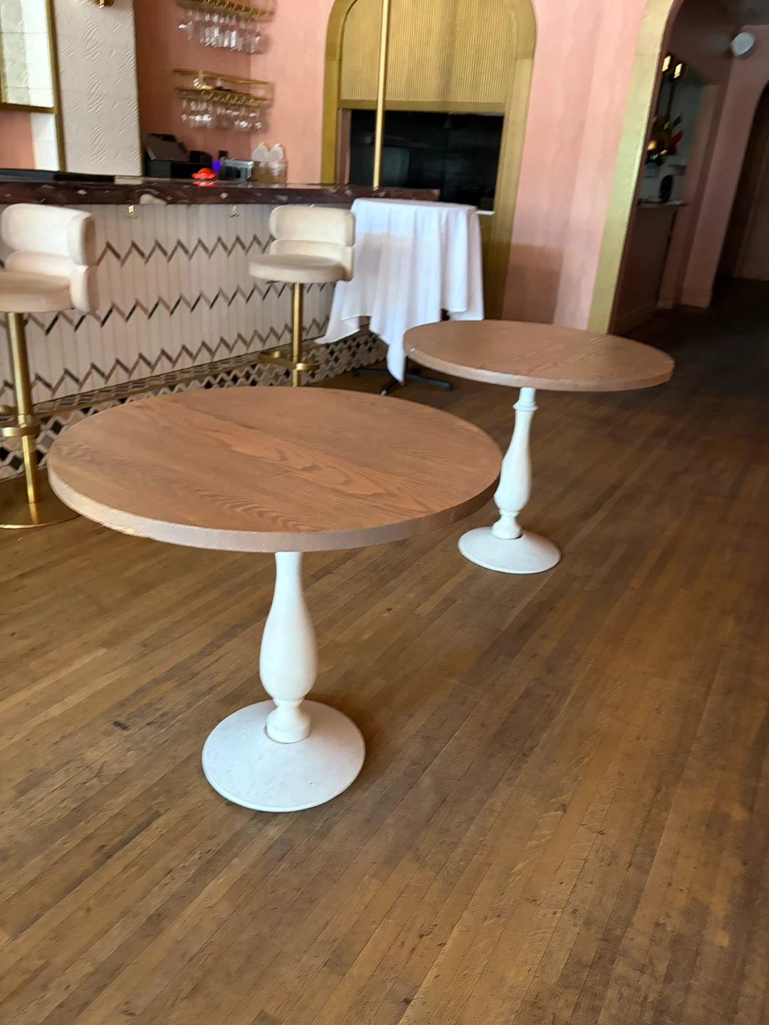 Wooden Pedestal Table with White Base - photo 3