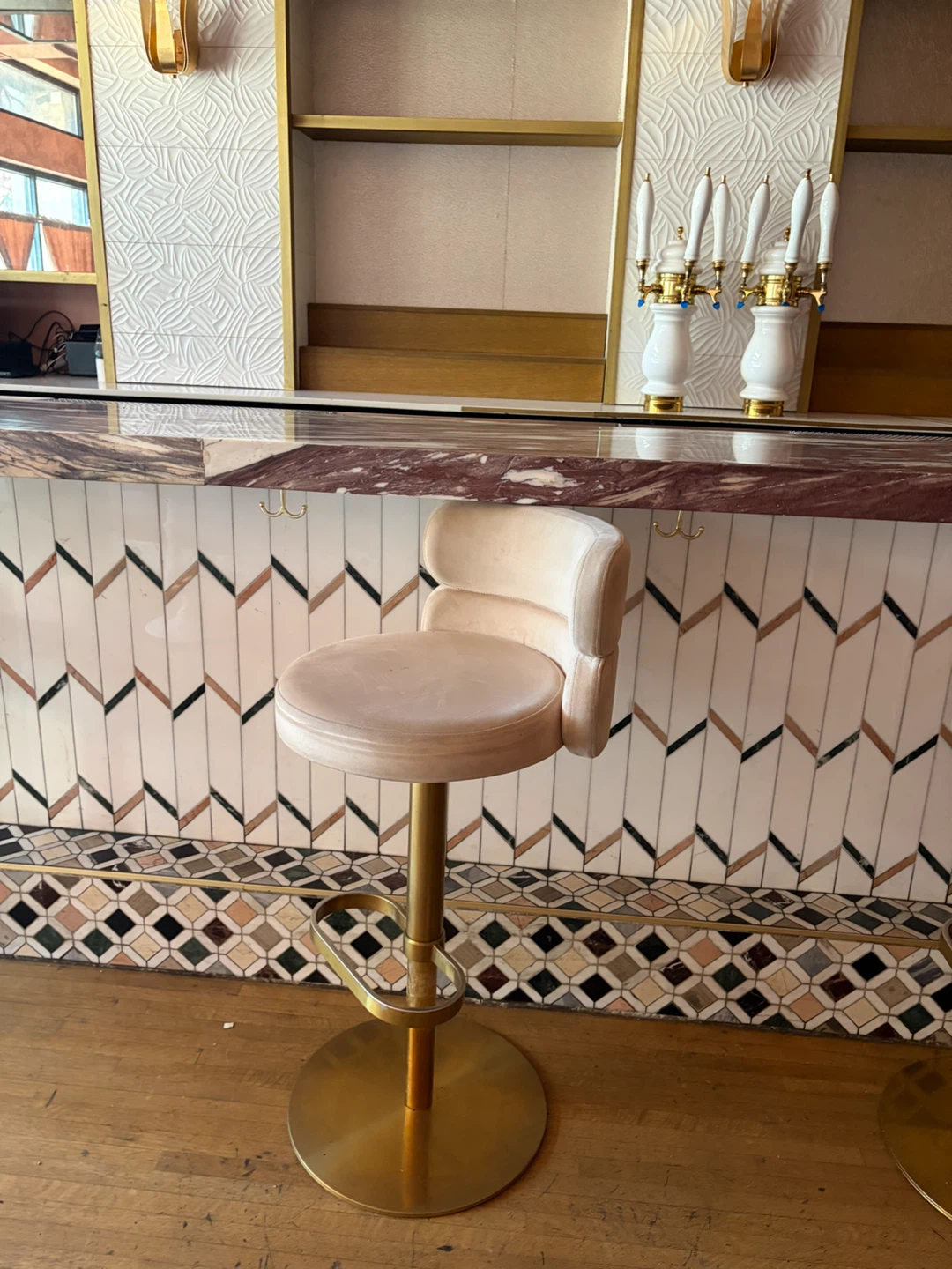 Wooden Pedestal Table with White Base - photo 4