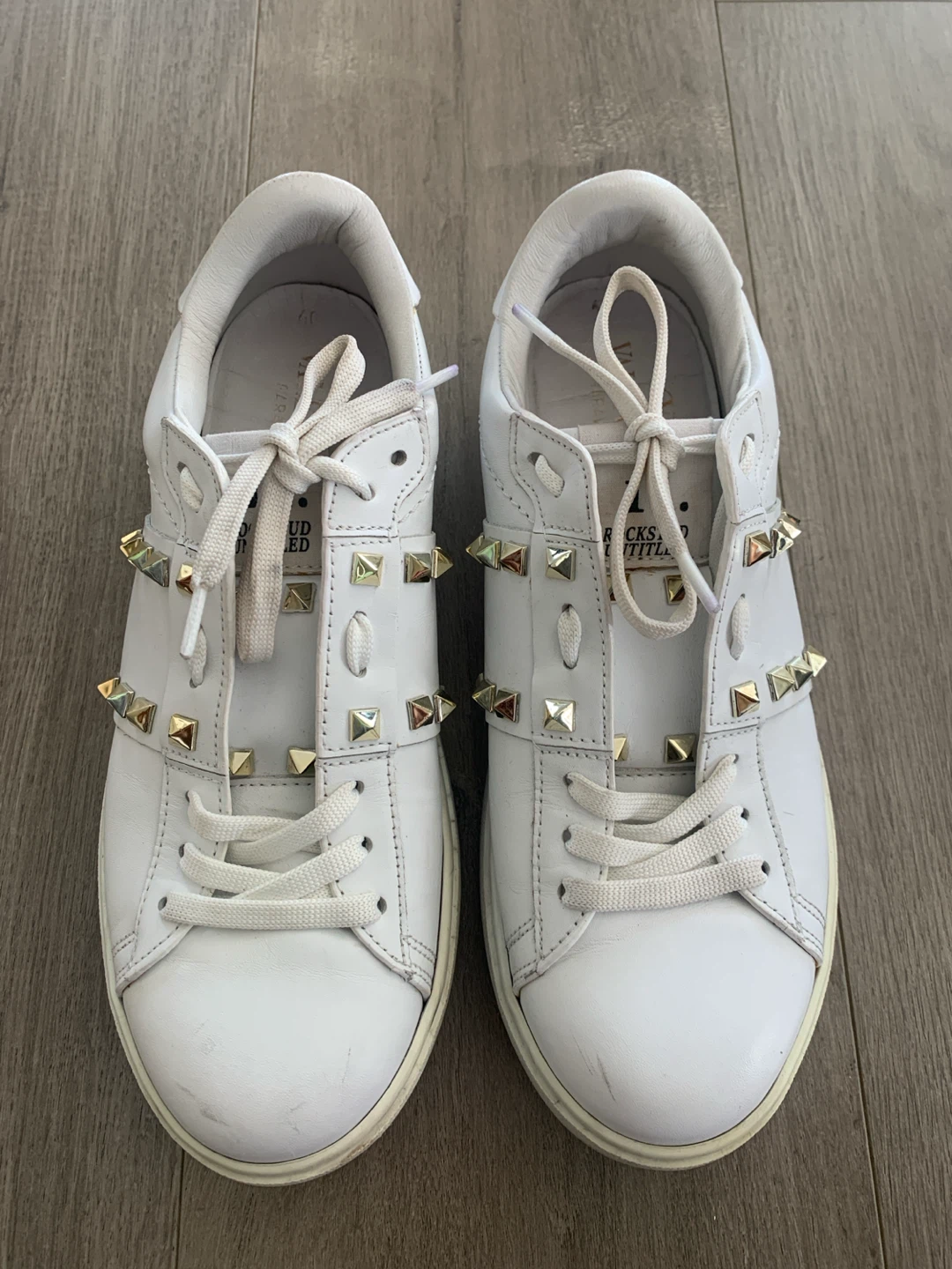 Valentino White Leather Rockstud Sneakers