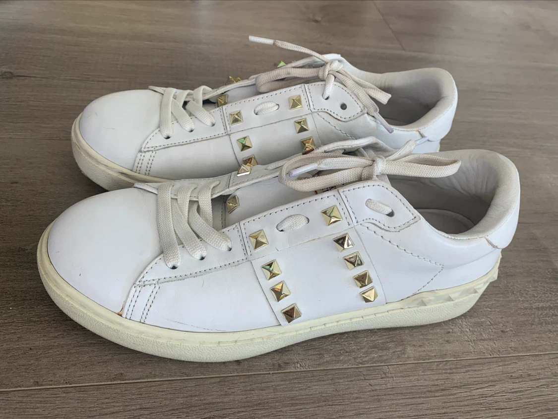 Valentino White Leather Rockstud Sneakers - photo 2