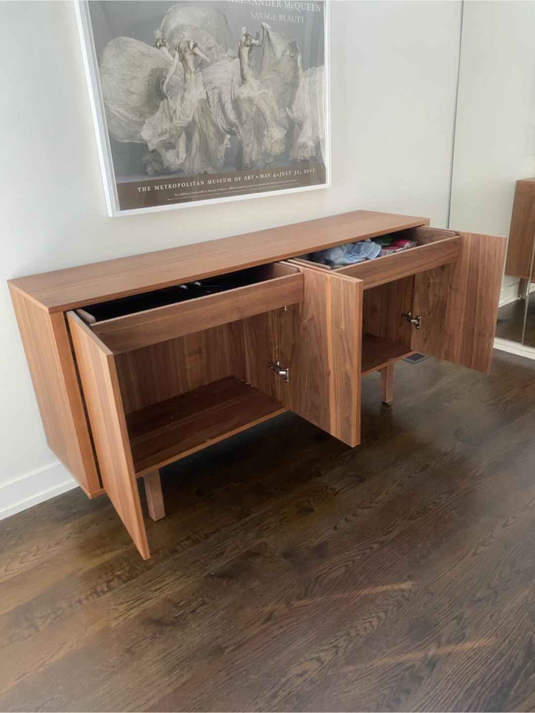 CB2 Walnut finish Sideboard with Drawers and Cabinets - photo 2