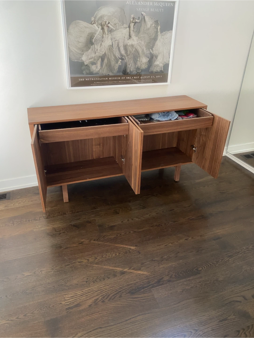 CB2 Walnut finish Sideboard with Drawers and Cabinets - photo 3