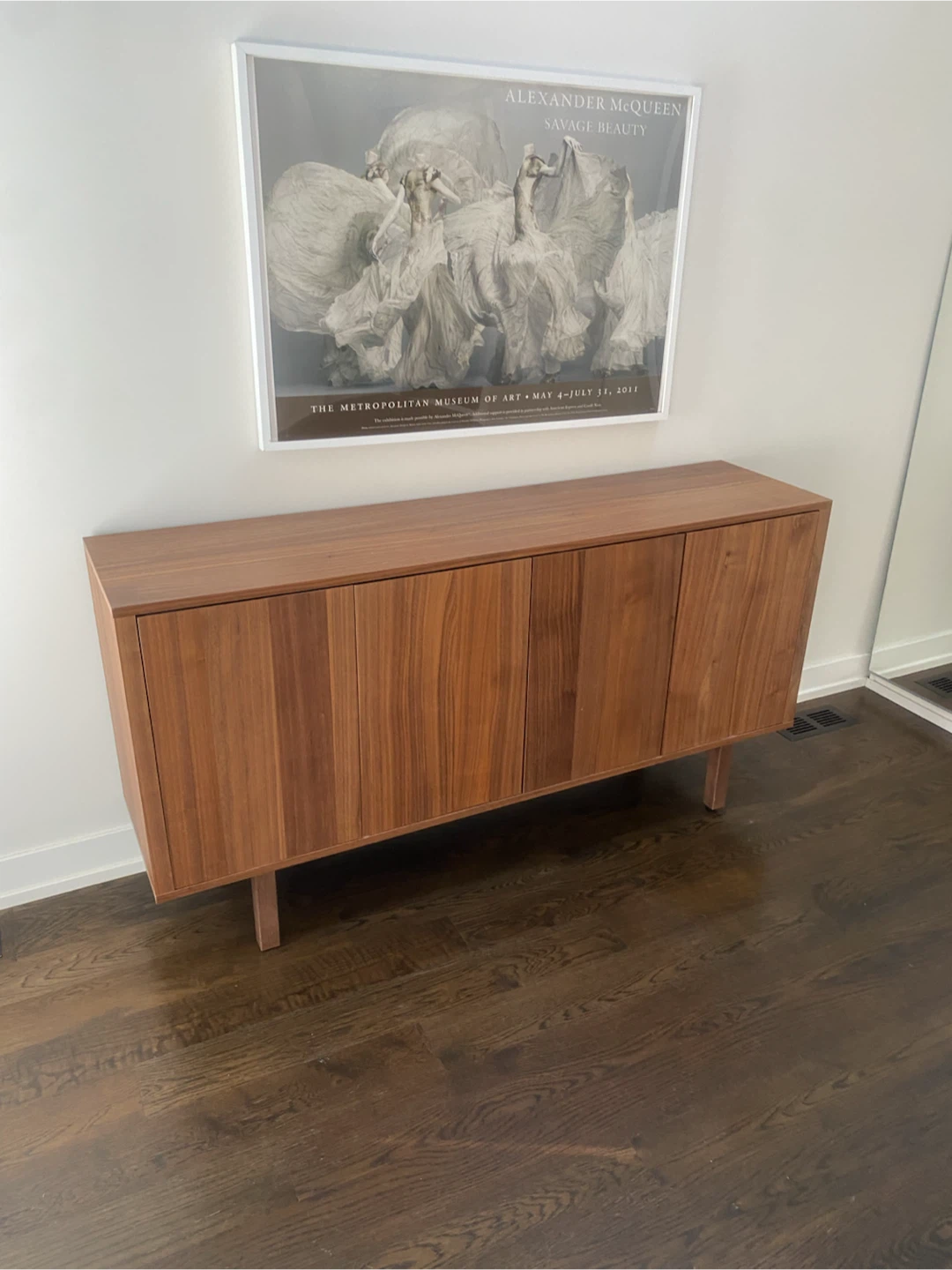 CB2 Walnut finish Sideboard with Drawers and Cabinets