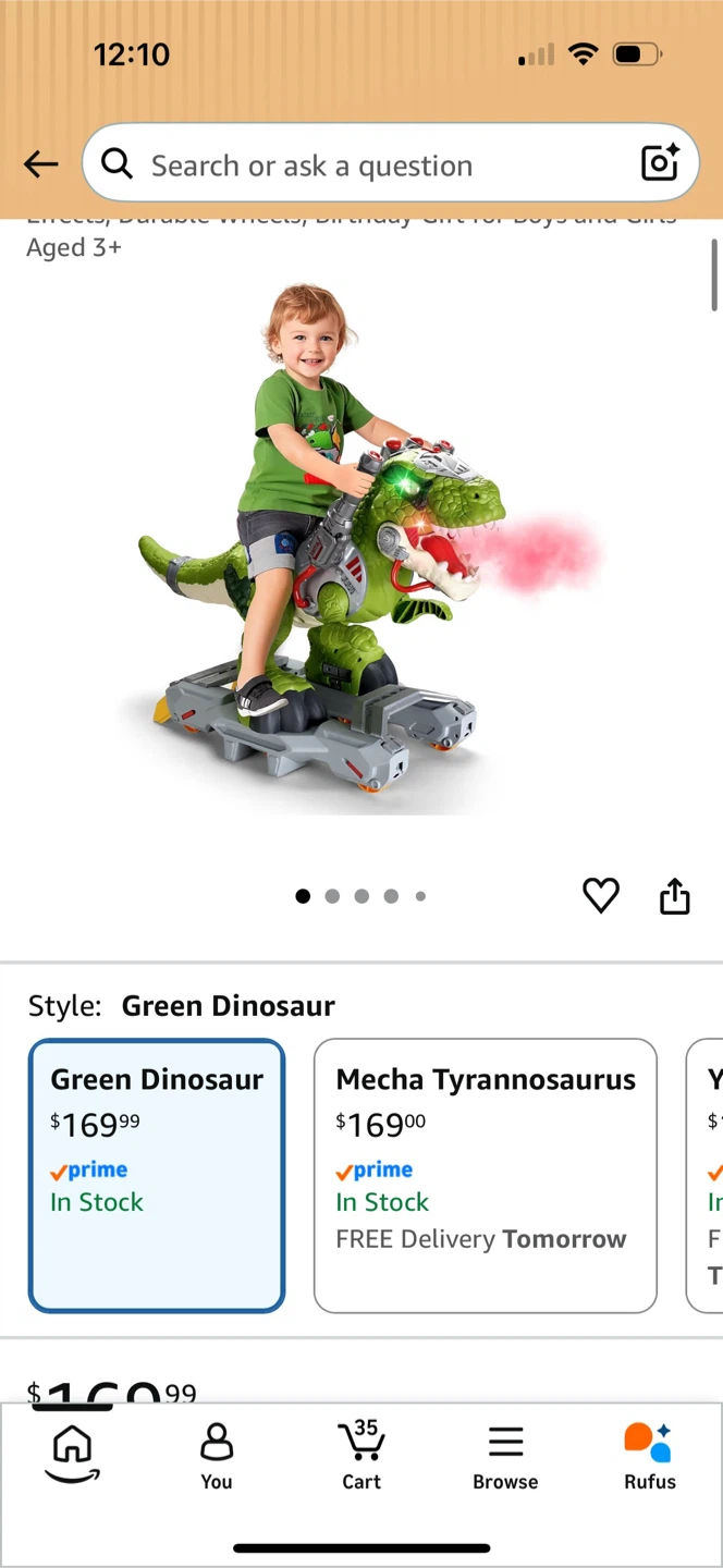 Ride-On Dinosaur Toy - Green - photo 2