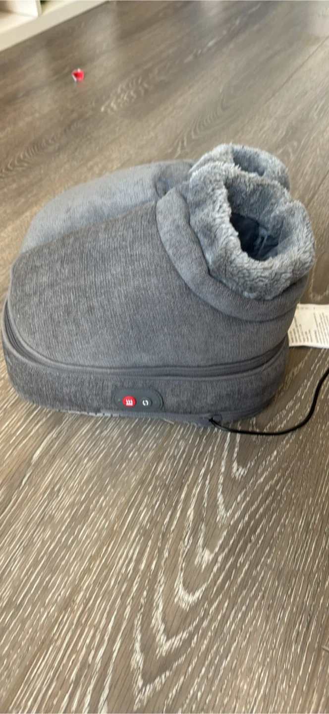 Grey Heated Foot Massager Slippers