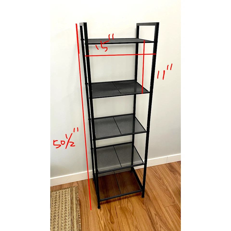Black 5-Tier Metal Shelf Unit