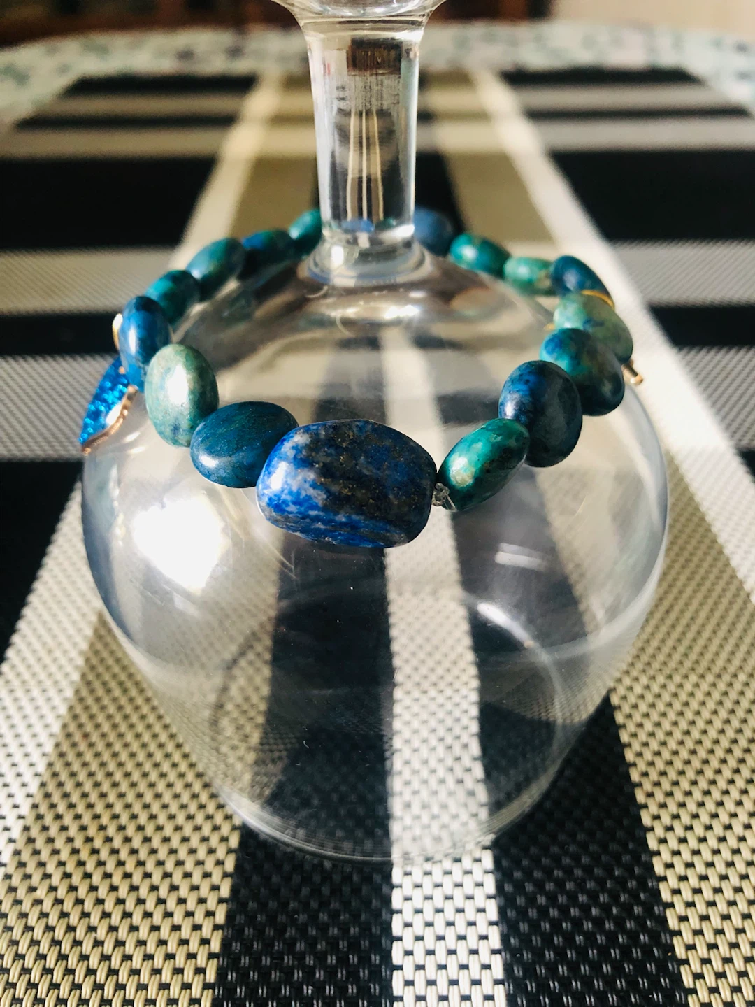 Blue Gemstone Bracelet with Planet Charm