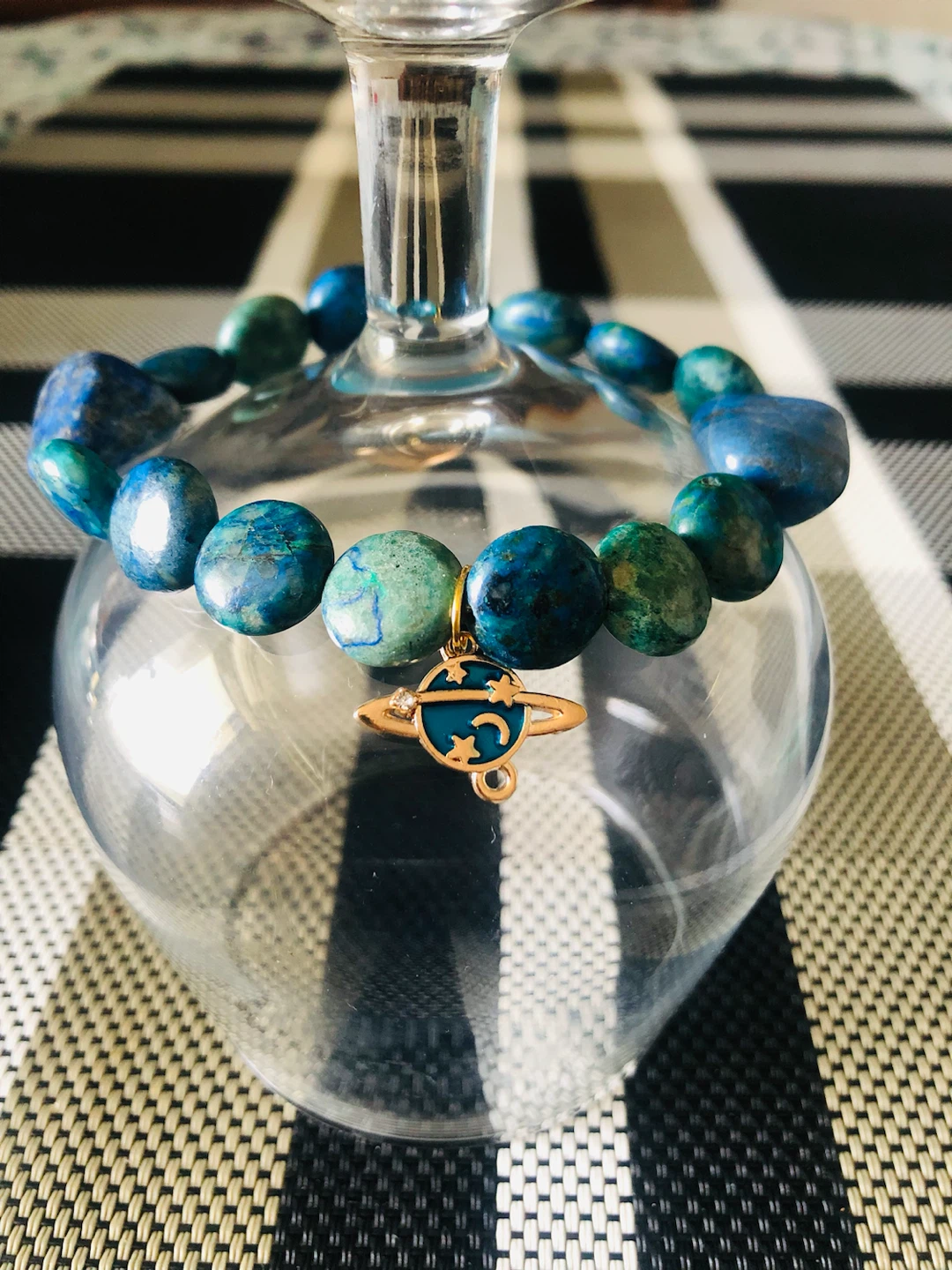 Blue Gemstone Bracelet with Planet Charm - photo 2