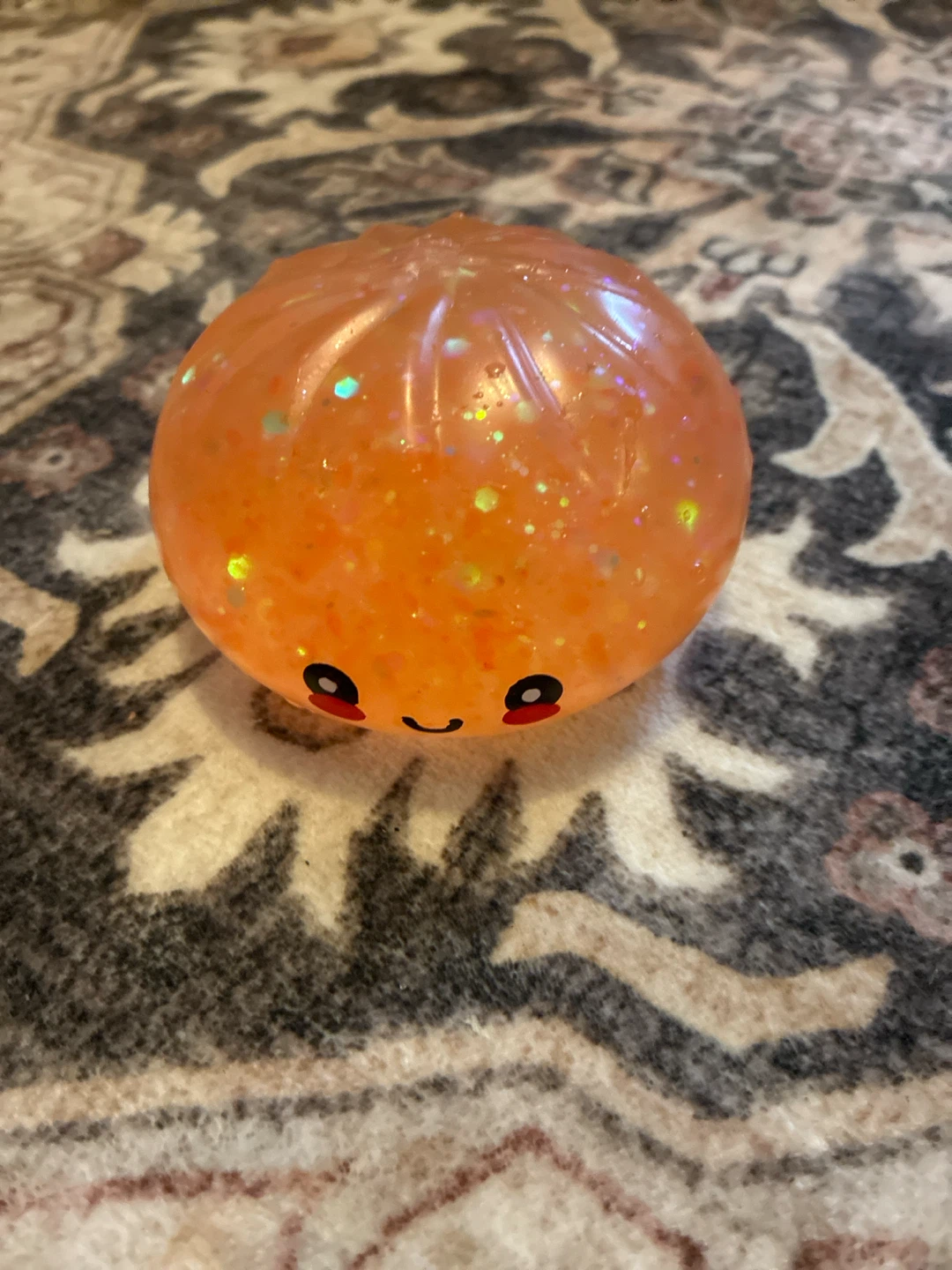 Orange Glitter Squishy Ball Toy