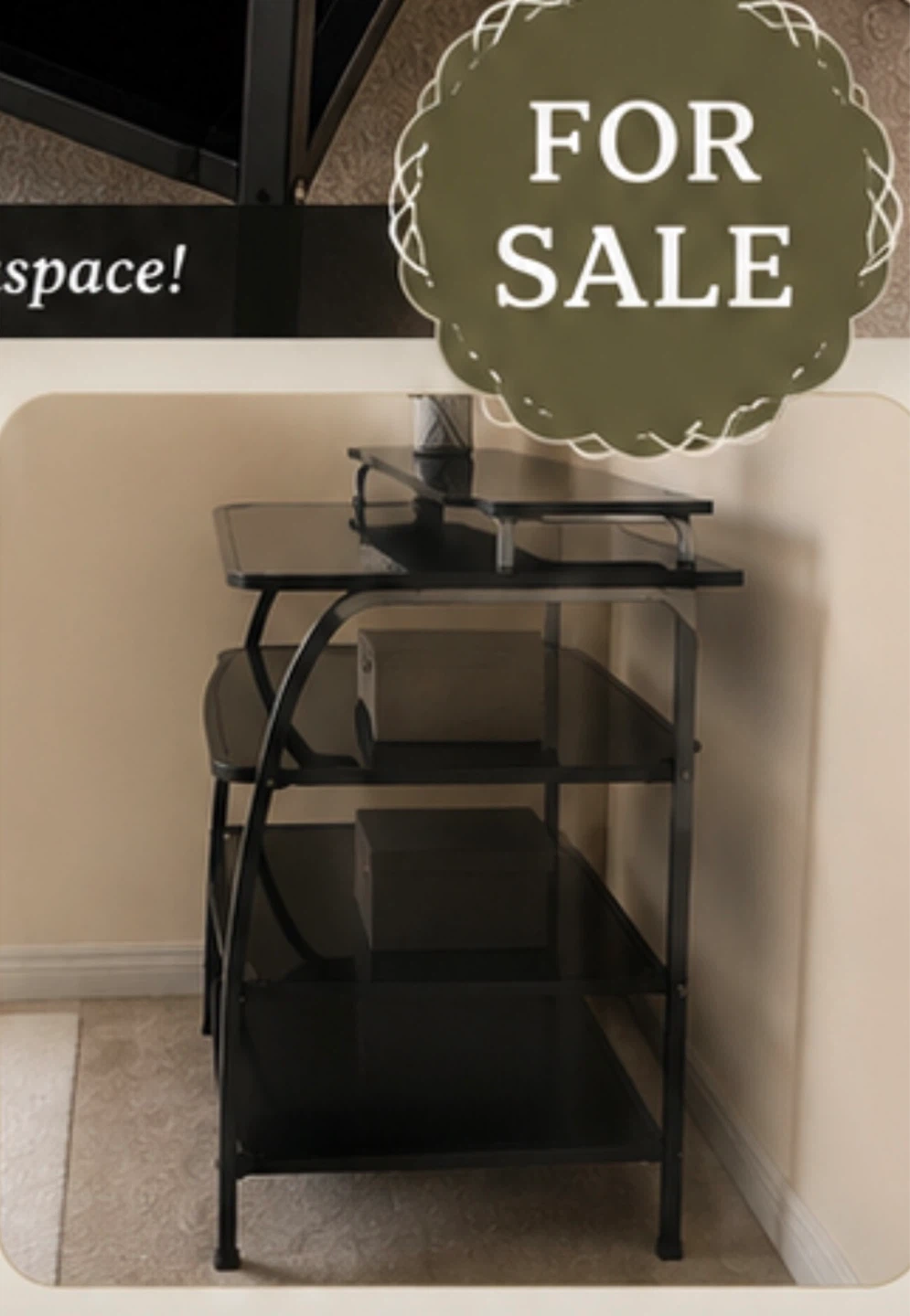 4-Tier Study Table with Glass Surface - photo 2