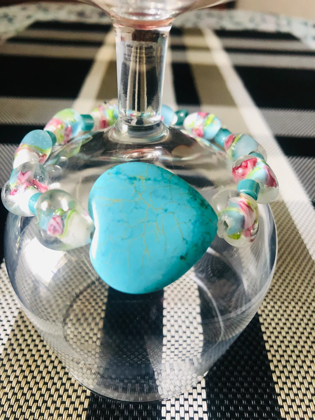 Turquoise Heart Beaded Bracelet
