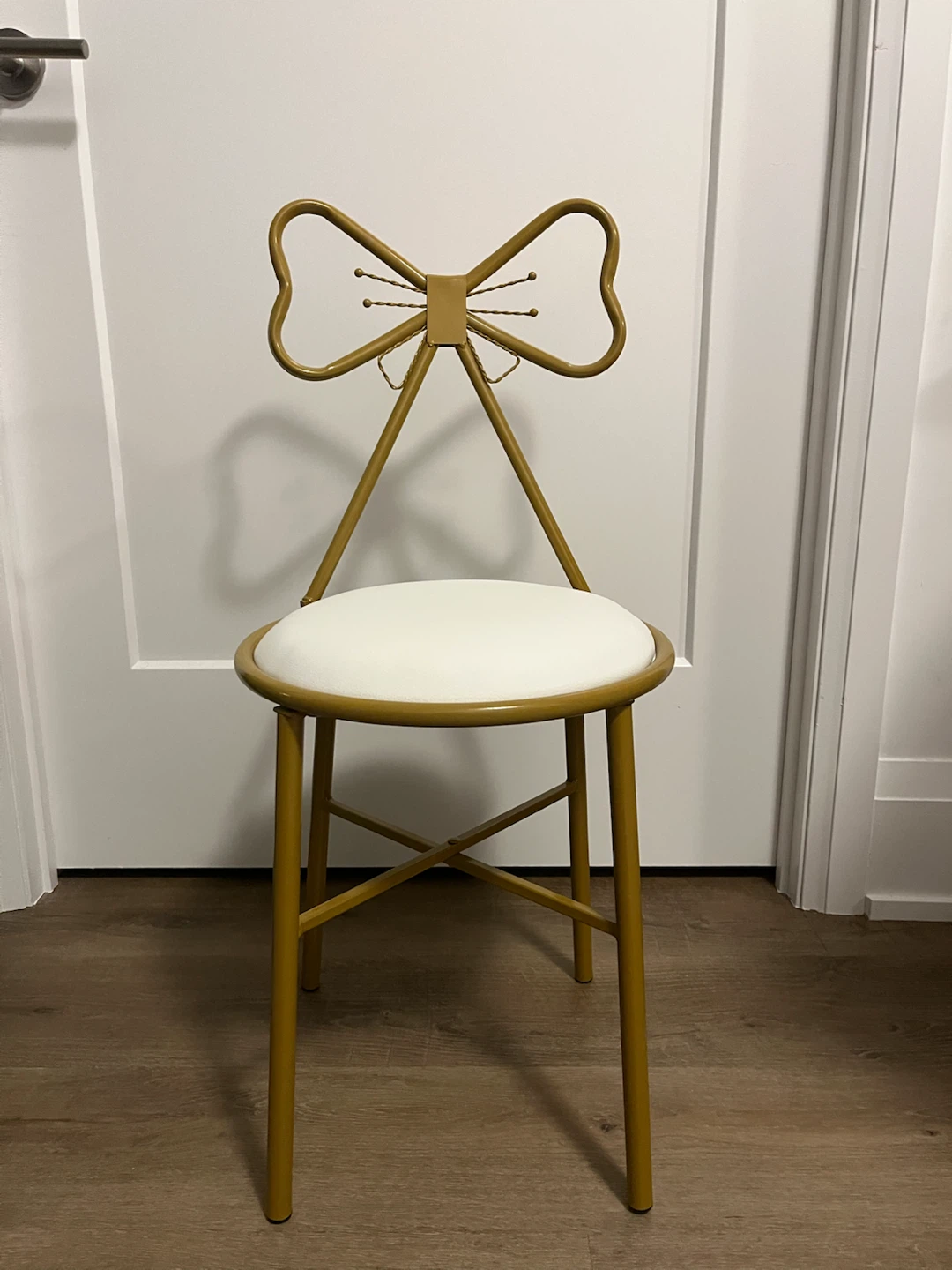 Gold Bow Accent Chair with White Seat