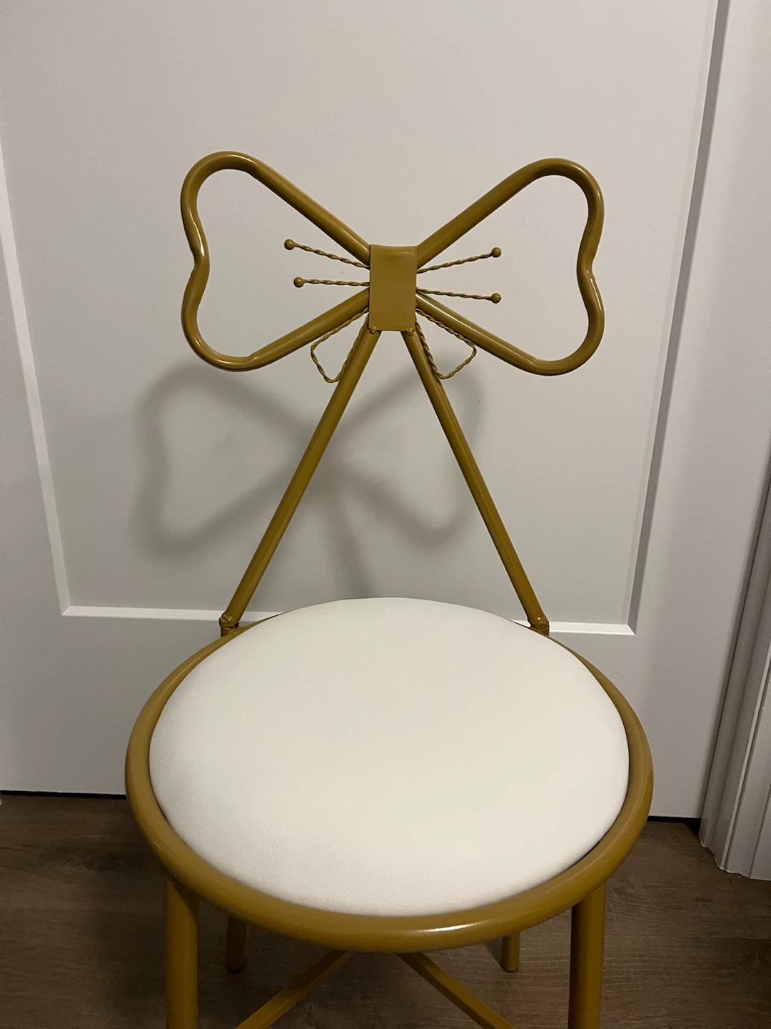 Gold Bow Accent Chair with White Seat - photo 2