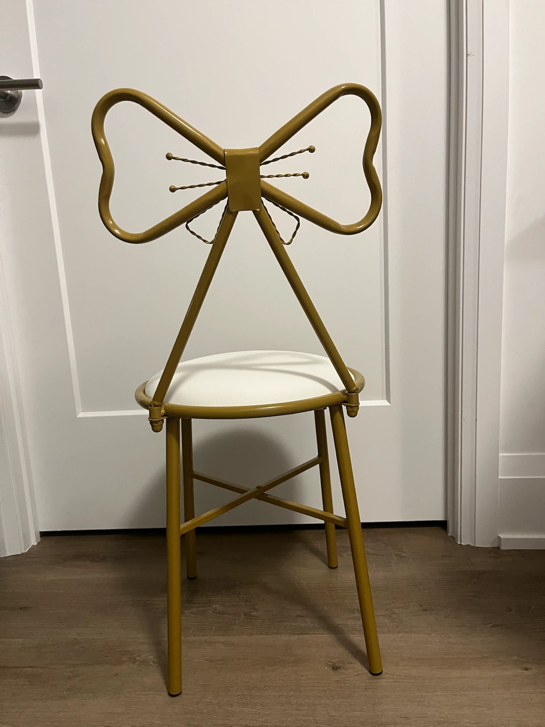 Gold Bow Accent Chair with White Seat - photo 5