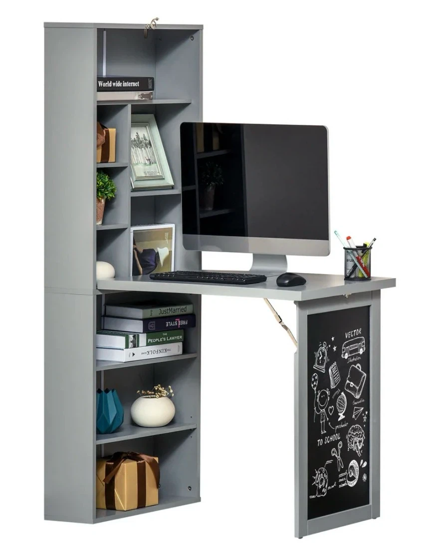 HOMCOM Convertible Folding Desk- Gray