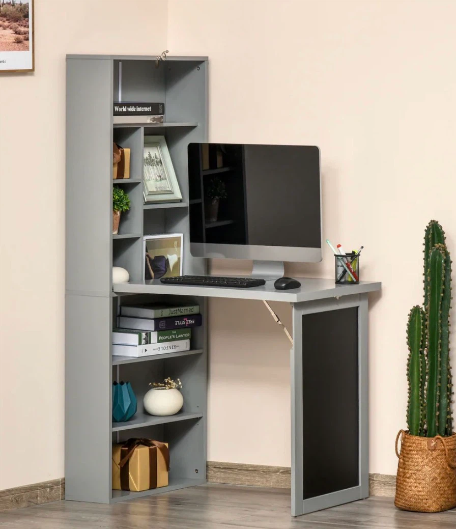 HOMCOM Convertible Folding Desk- Gray - photo 3