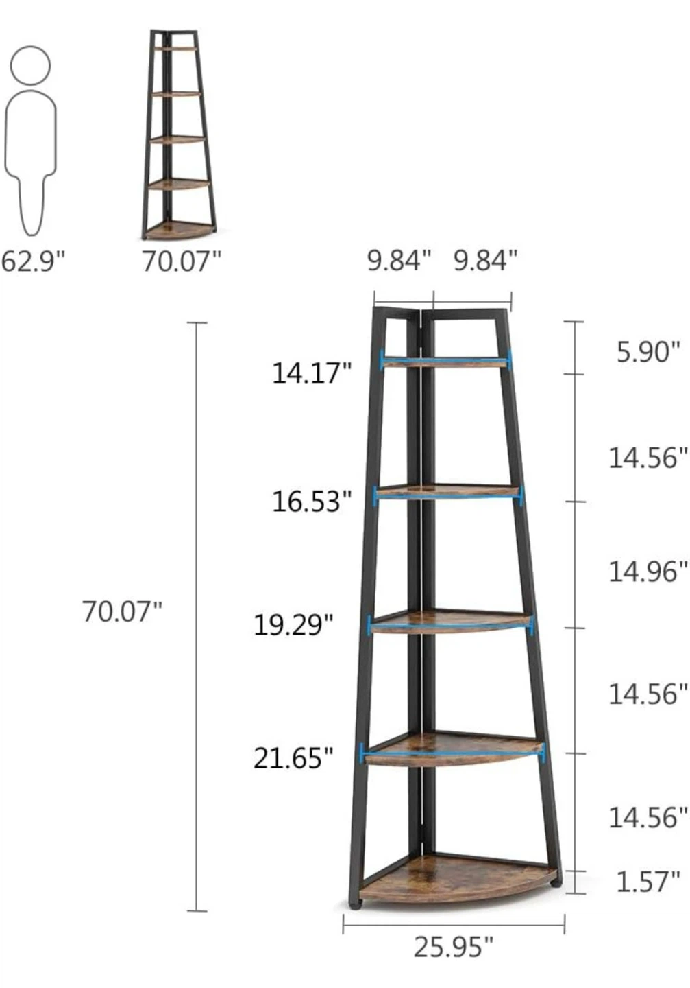 Brand new Tribesigns 5-Tier Corner Shelf- delivery available - photo 2