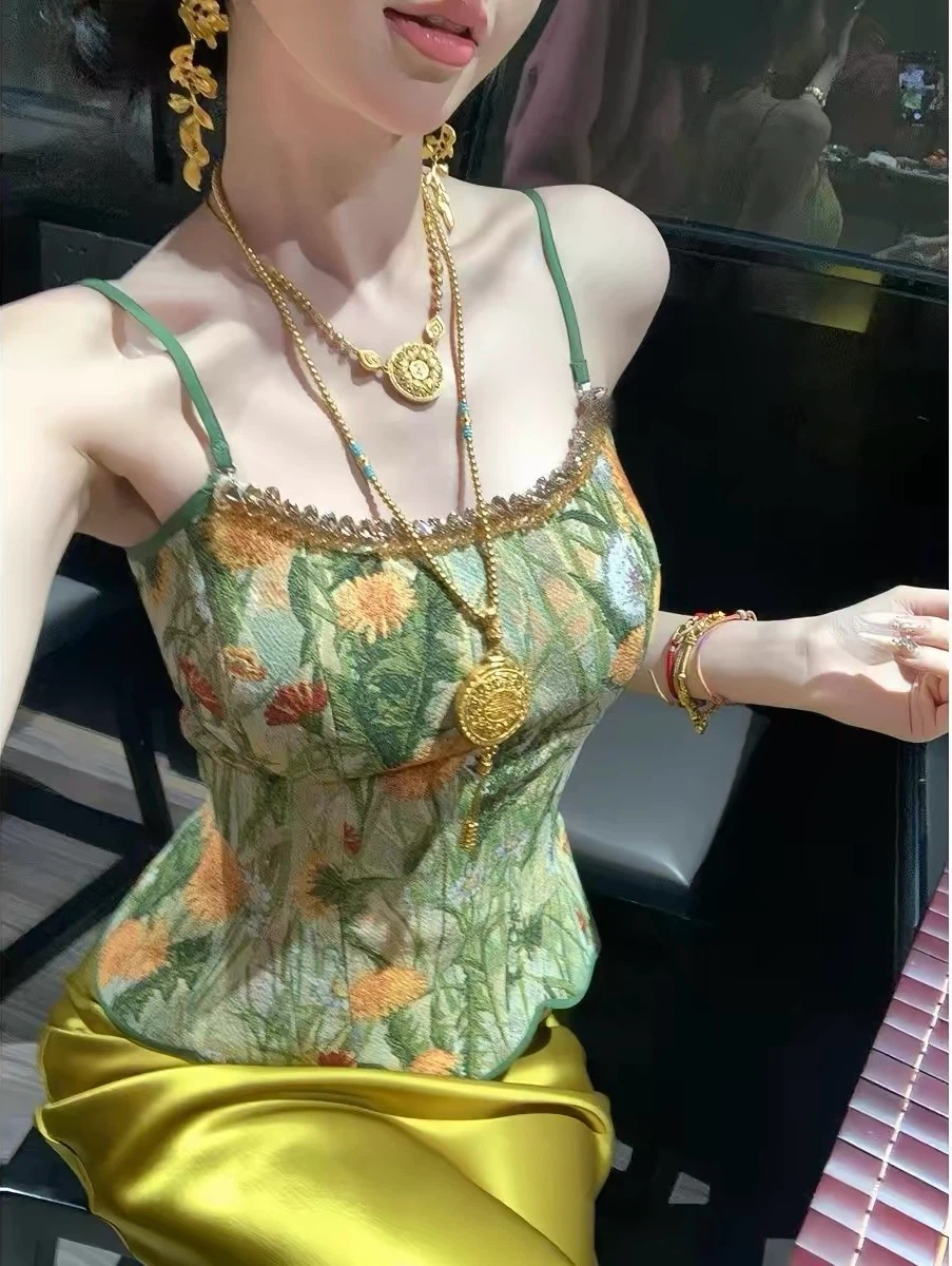 Embroidered Floral Corset Top with Yellow Skirt Set Size S
