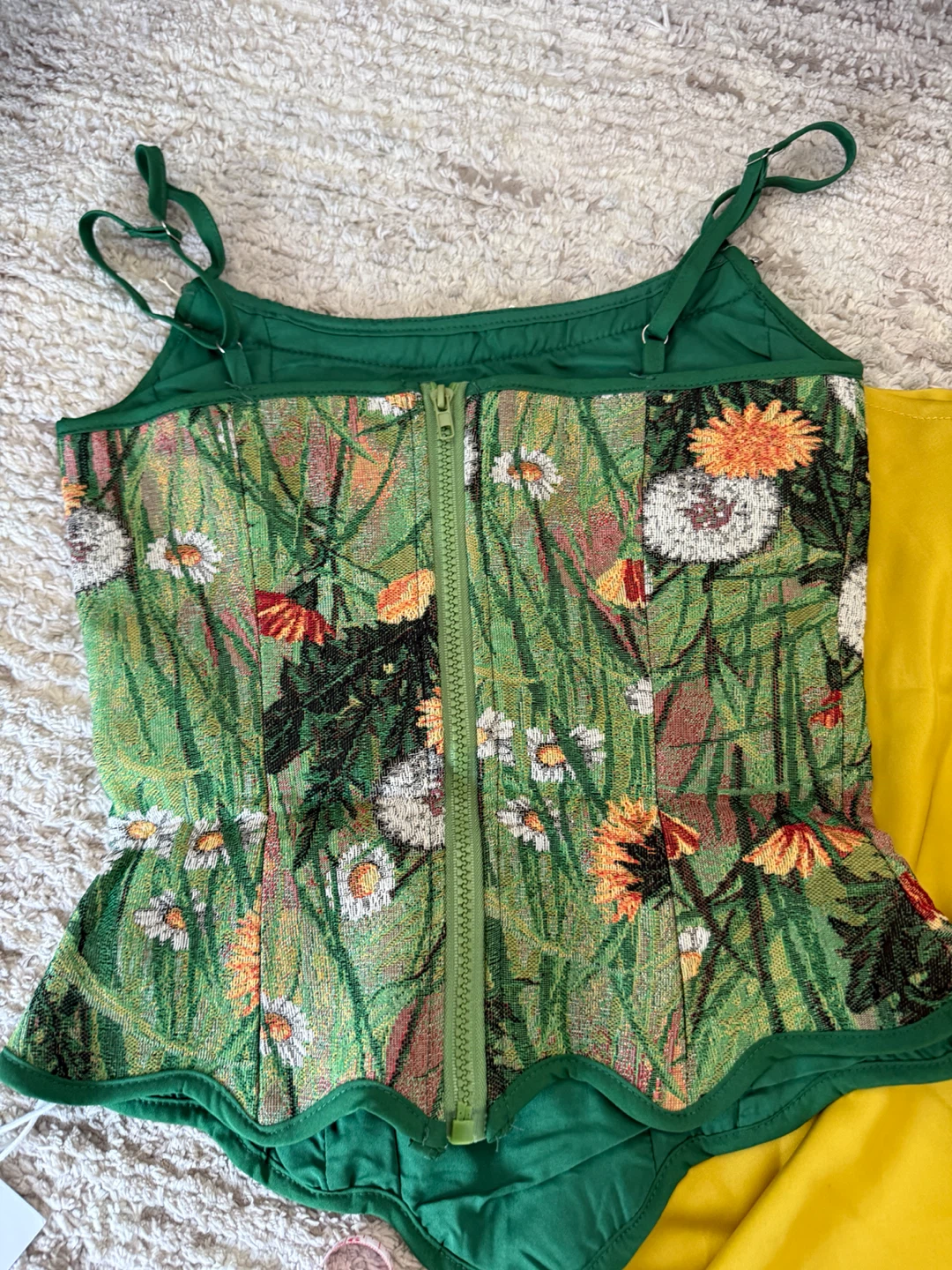 Embroidered Floral Corset Top with Yellow Skirt Set Size S - photo 4
