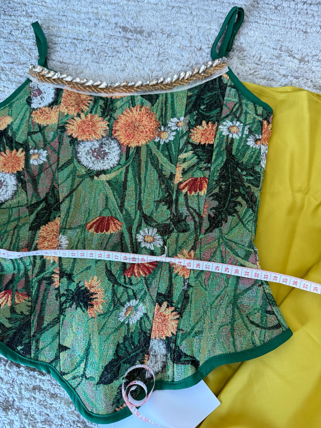 Embroidered Floral Corset Top with Yellow Skirt Set Size S - photo 5