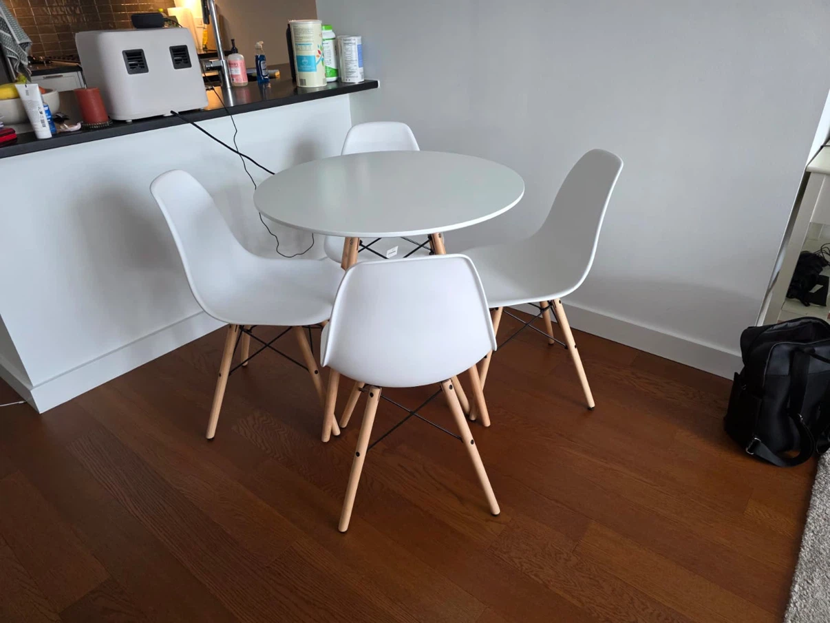 White Round Dining Table Set with 4 Chairs - photo 2