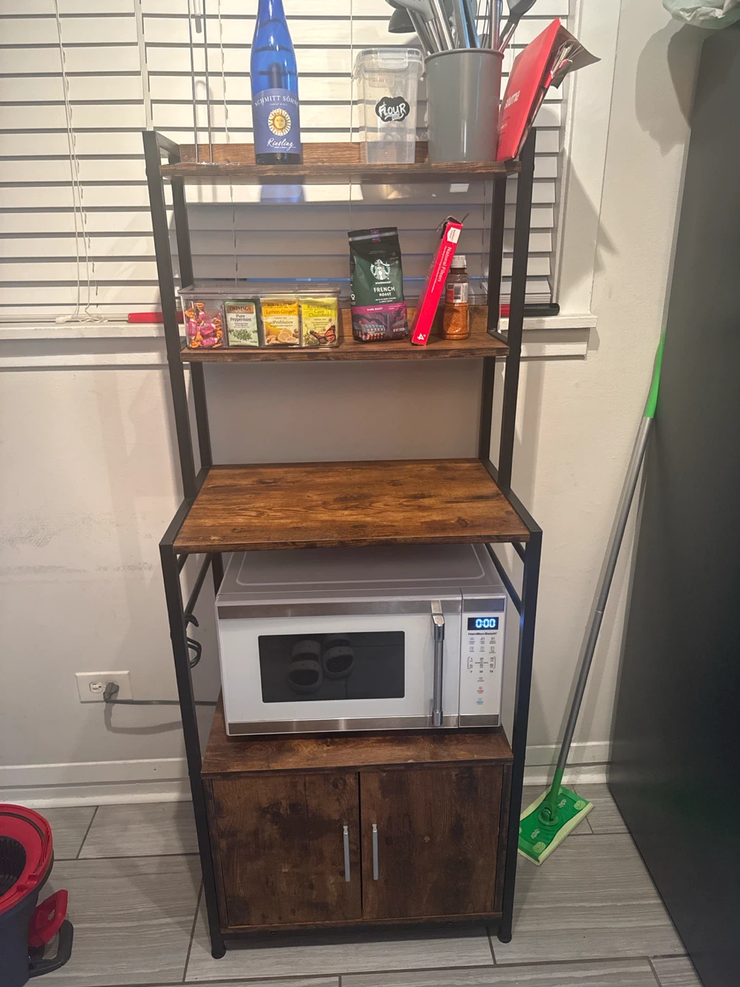 Kitchen stand and microwave