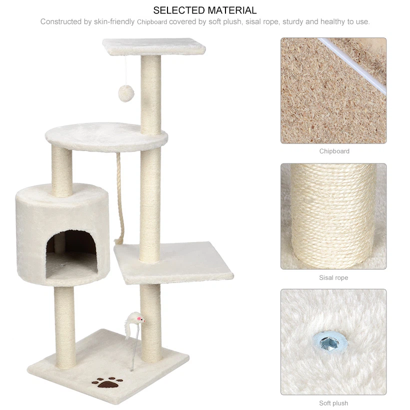 BNIB LIVINGbasics 44” Cat Tree with Scratching Posts – White