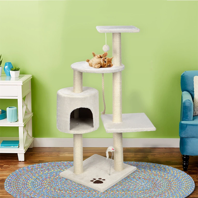 BNIB LIVINGbasics 44” Cat Tree with Scratching Posts – White - photo 2