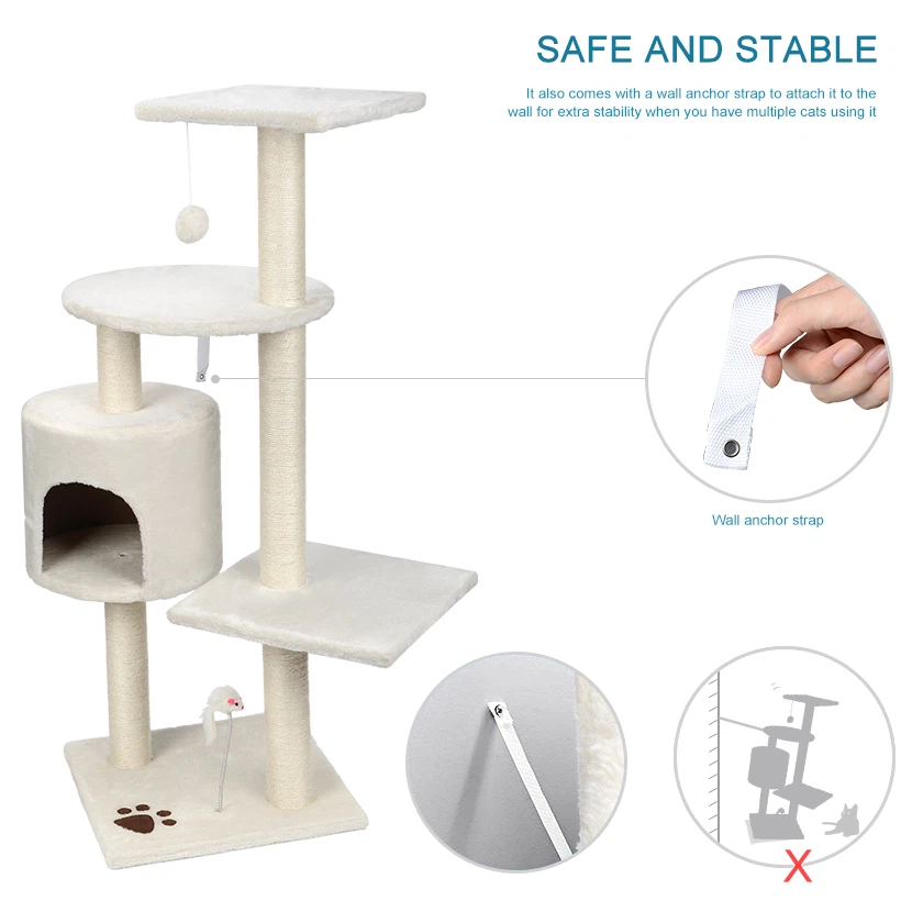 BNIB LIVINGbasics 44” Cat Tree with Scratching Posts – White - photo 3