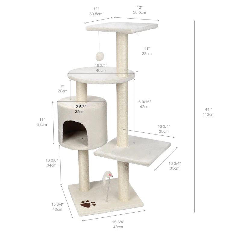 BNIB LIVINGbasics 44” Cat Tree with Scratching Posts – White - photo 4