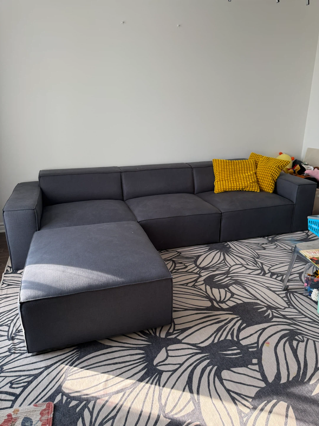 Grey Sectional Sofa with Ottoman