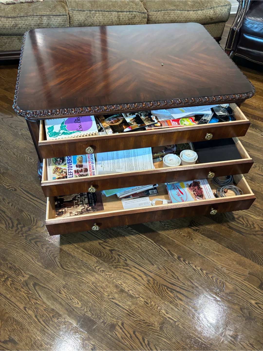 Wooden Coffee Table with 3 Drawers - photo 2