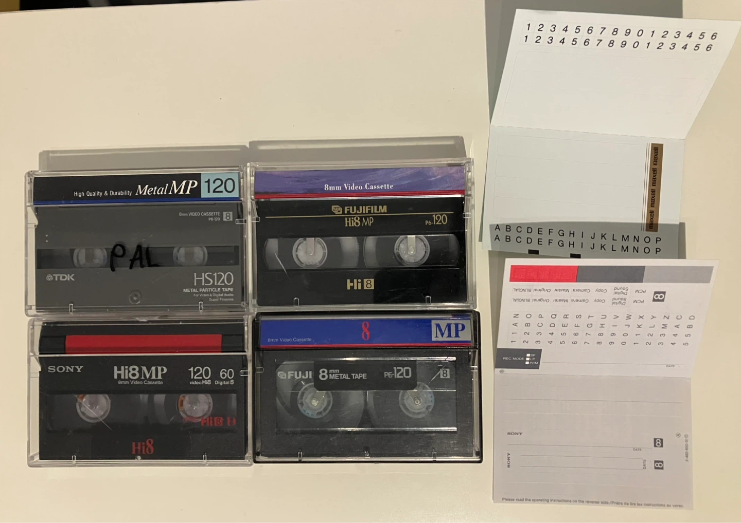 Sony Hi8 8mm Video Cassette Tapes
