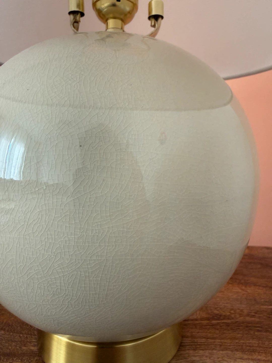 Two Cream Ceramic Table Lamp with Gold Base - photo 2