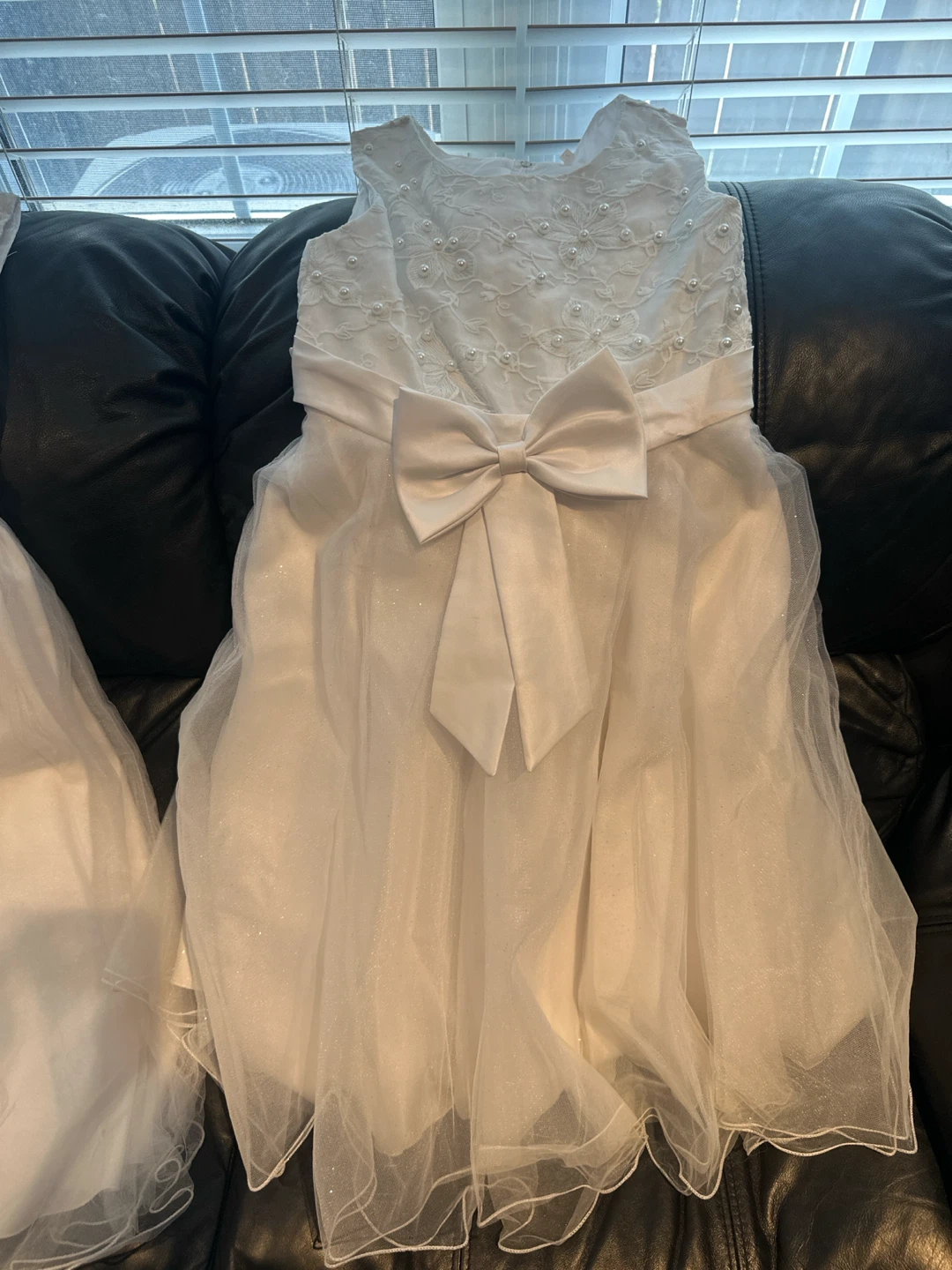White Flower Girl Dress with Bow